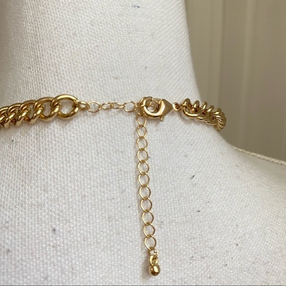 Multi Chain Tiered Statement Necklace Gold Tone - Picture 4 of 6